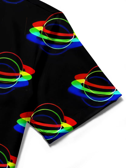 Universe Planet Print Men's Pocket Short Sleeve Shirts