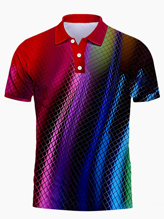 Abstract Men's Short Sleeve Button Polo Shirt