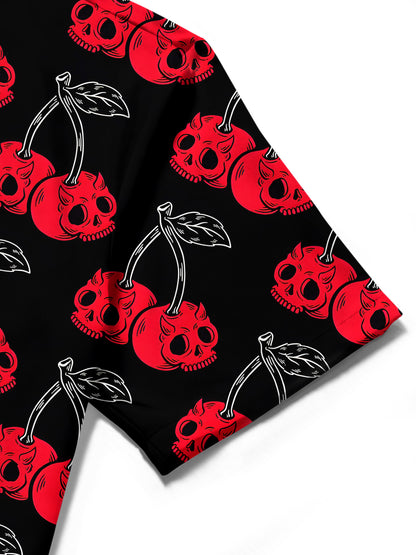 Cherry Skull Men's Pocket Short Sleeve Shirts