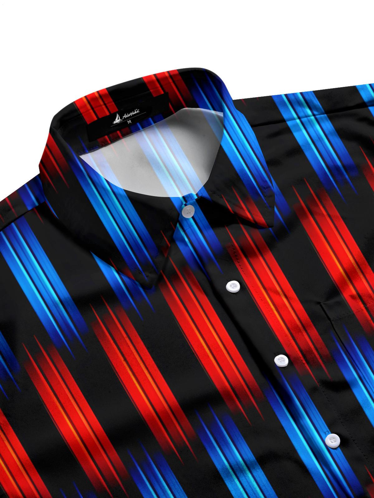 Geometric Gradient Print Men's Pocket Short Sleeve Shirts