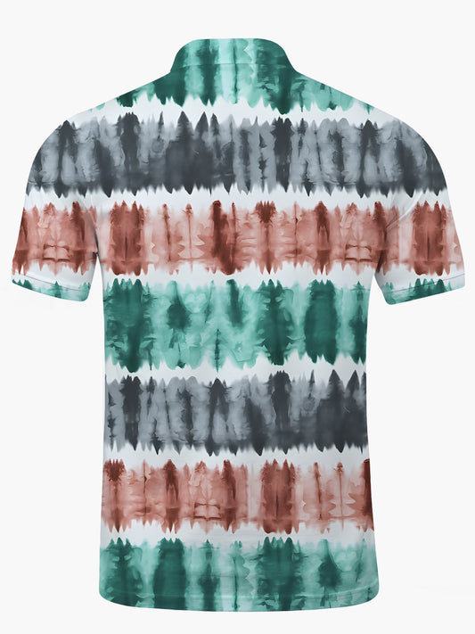 Gradient Print Men's Short Sleeve Button Polo Shirt