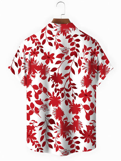 Floral Men's Pocket Short Sleeve Shirts