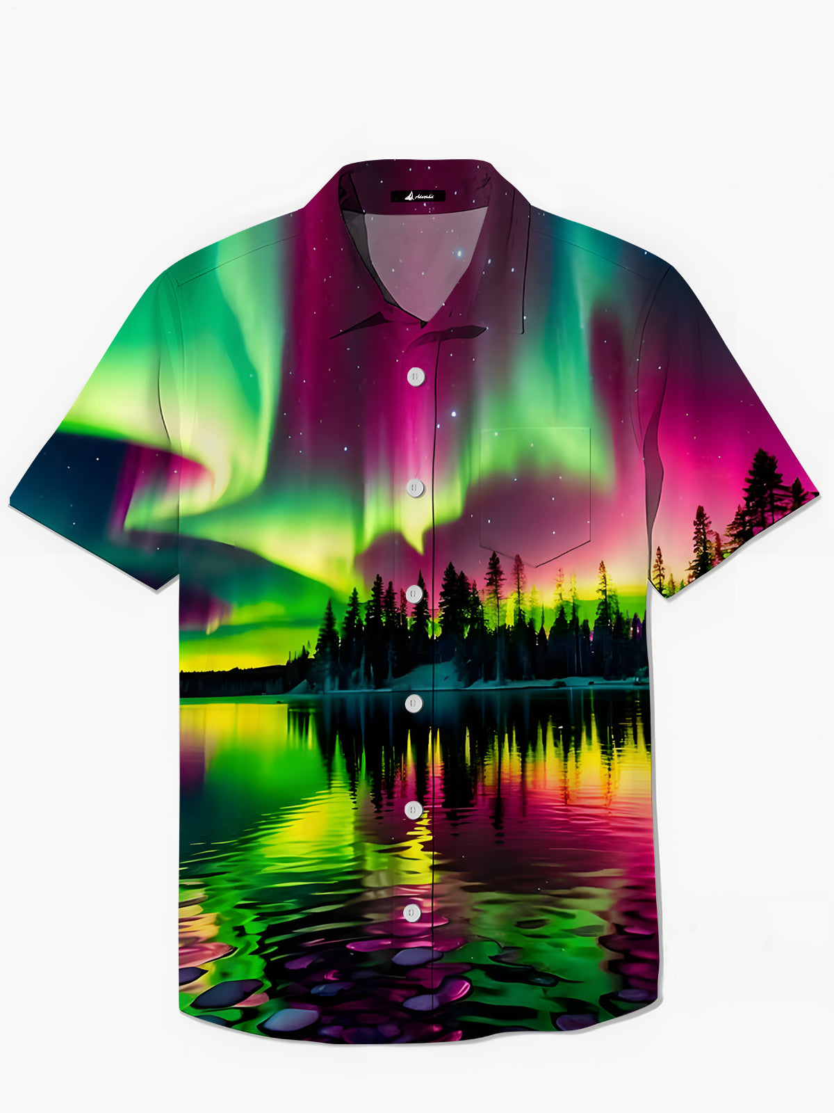Landscape Print Men's Pocket Short Sleeve Shirts