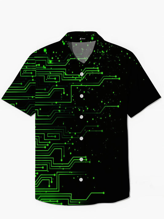Geometric Print Men's Pocket Short Sleeve Shirts