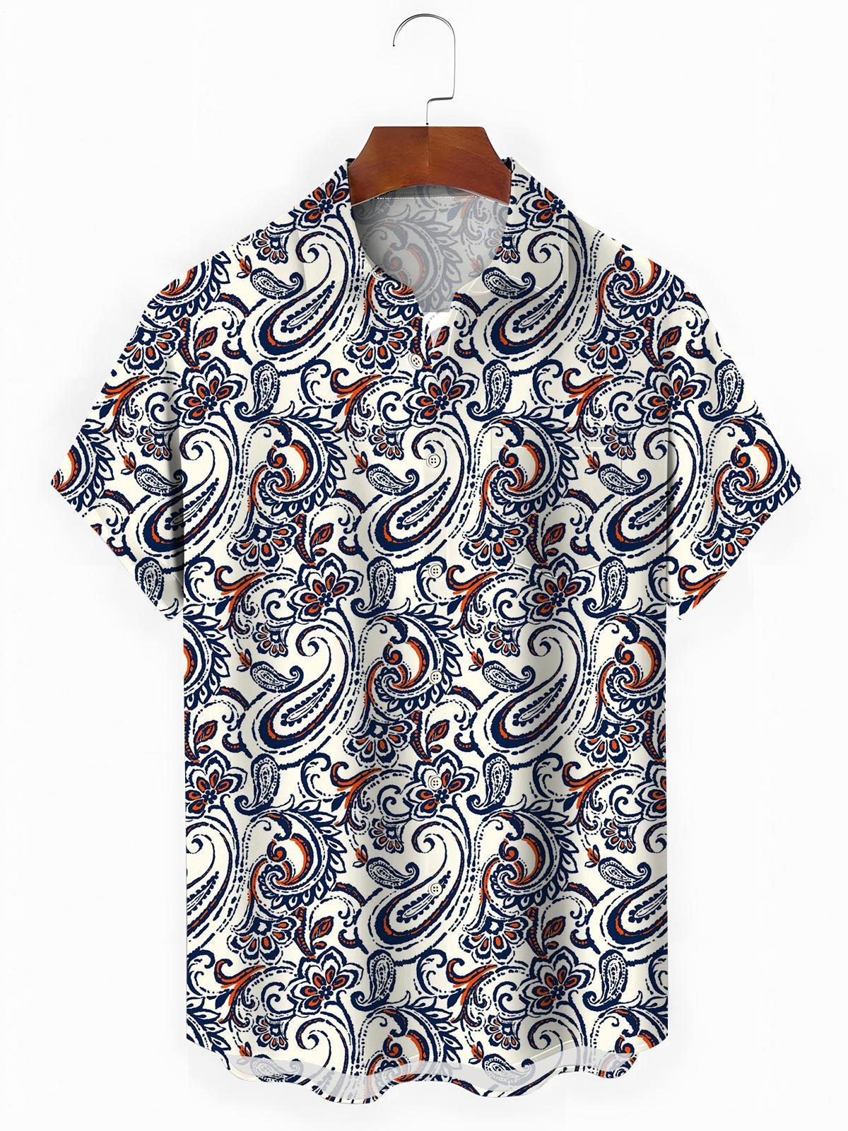 Floral Men's Pocket Short Sleeve Shirts