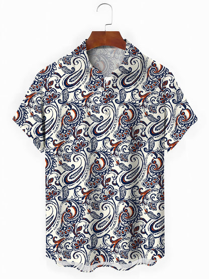 Floral Men's Pocket Short Sleeve Shirts