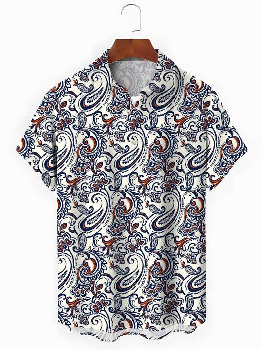 Floral Men's Pocket Short Sleeve Shirts