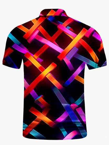 Geometry Men's Short Sleeve Button Polo Shirt