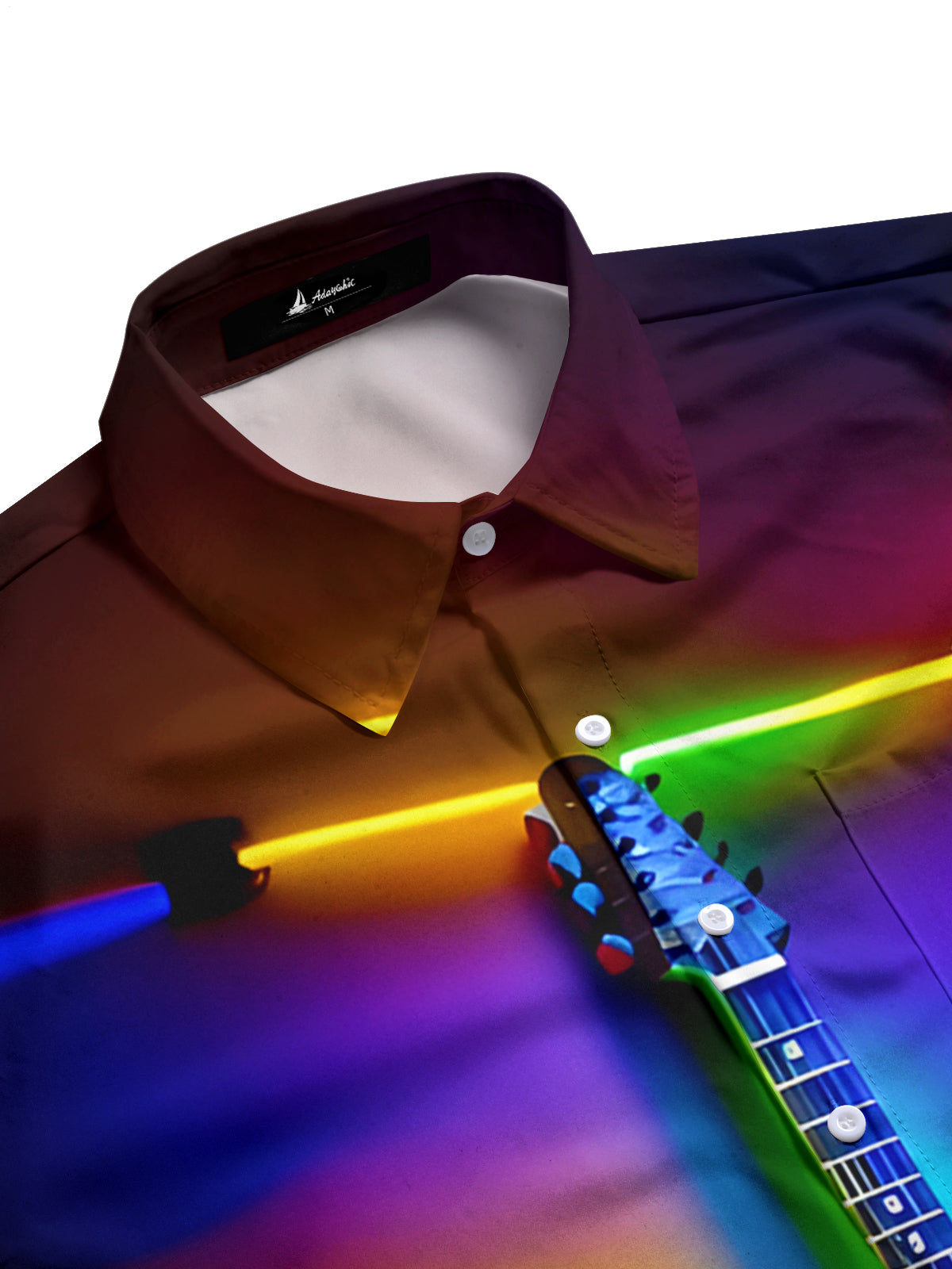 Guitar Print Men's Pocket Short Sleeve Shirts