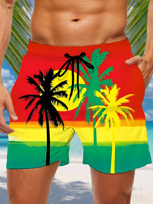 Hawaiian Coconut Tree Men's Print Pocket Shorts