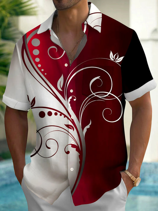 Floral Men's Pocket Short Sleeve Shirts