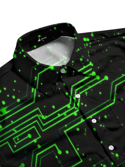 Geometric Print Men's Pocket Short Sleeve Shirts