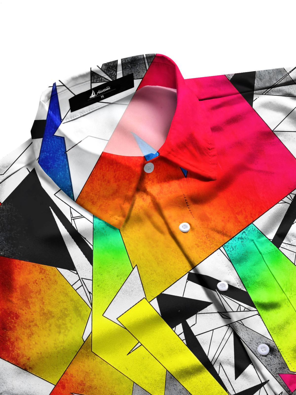 Geometric Print Men's Pocket Short Sleeve Shirts