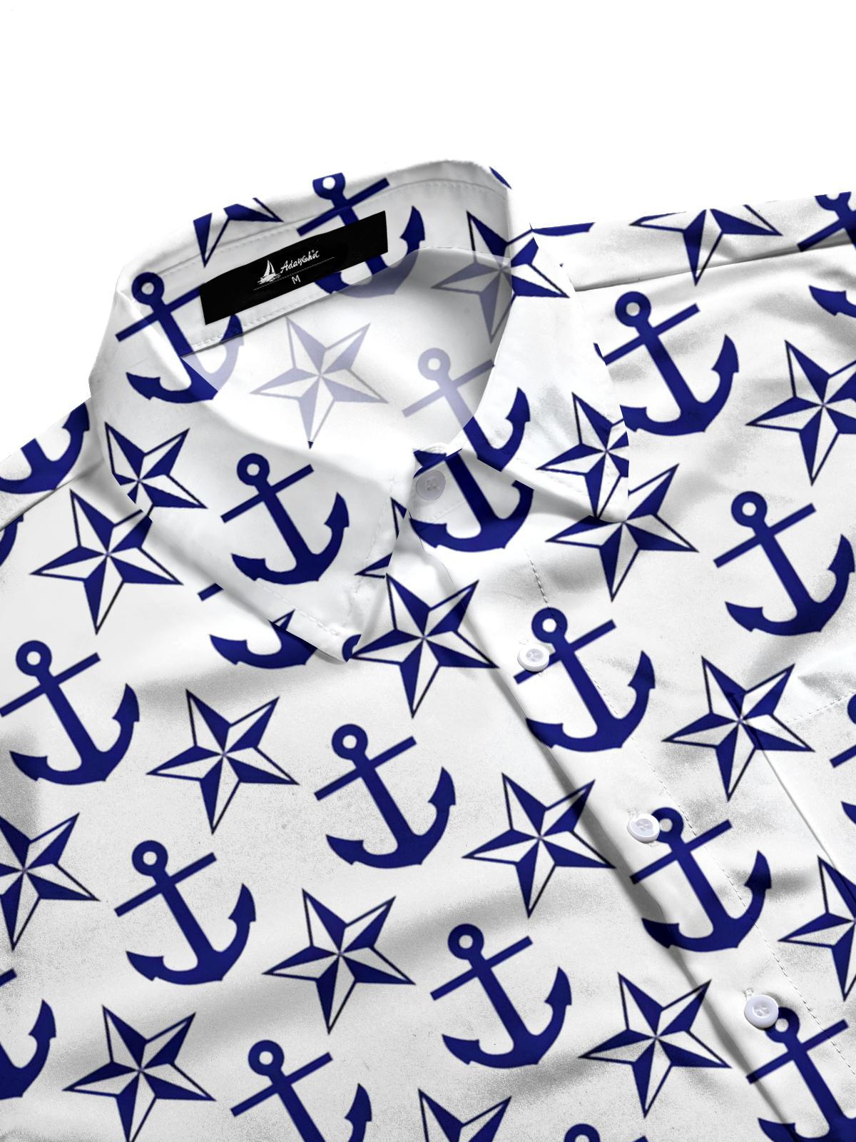 Anchor Print Men's Pocket Short Sleeve Shirts
