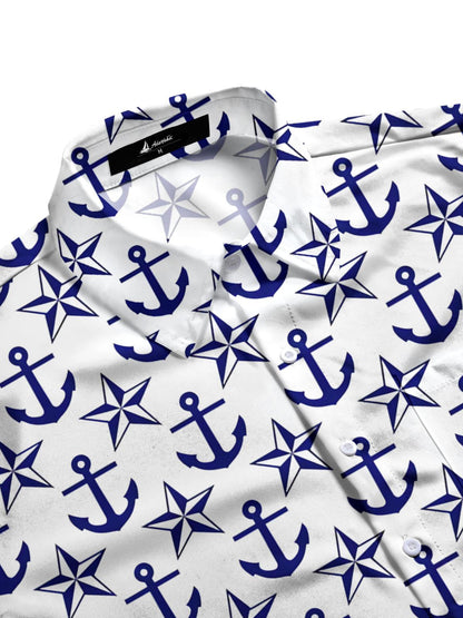 Anchor Print Men's Pocket Short Sleeve Shirts