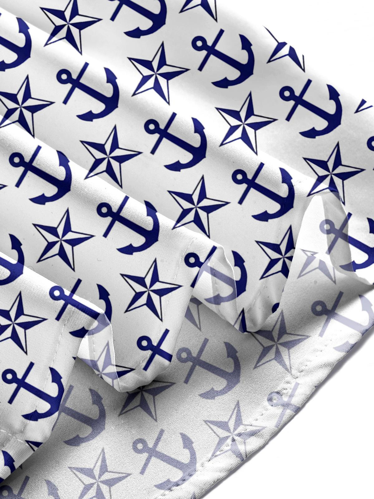 Anchor Print Men's Pocket Short Sleeve Shirts