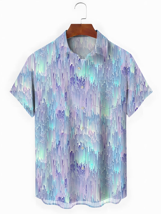 Gradient Print Men's Pocket Short Sleeve Shirts