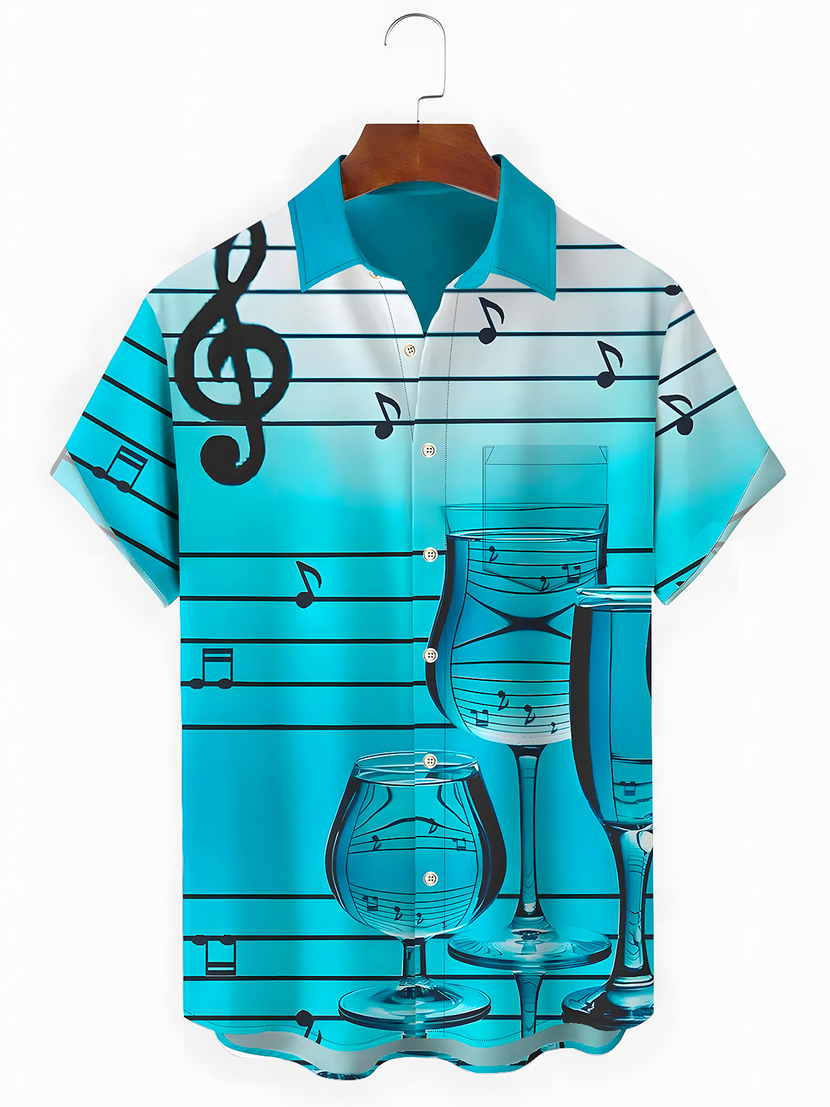 Musical Note Men's Pocket Short Sleeve Shirts