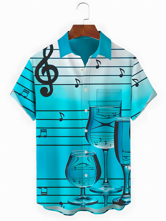Musical Note Men's Pocket Short Sleeve Shirts