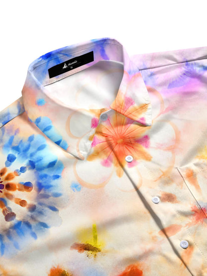 Tie Dye Abstract Men's Pocket Short Sleeve Shirts