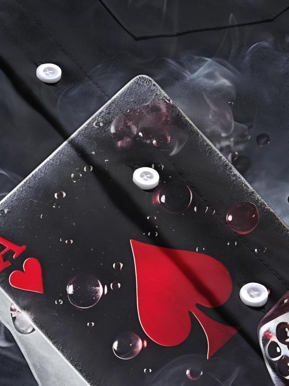Poker Print Men's Pocket Short Sleeve Shirts