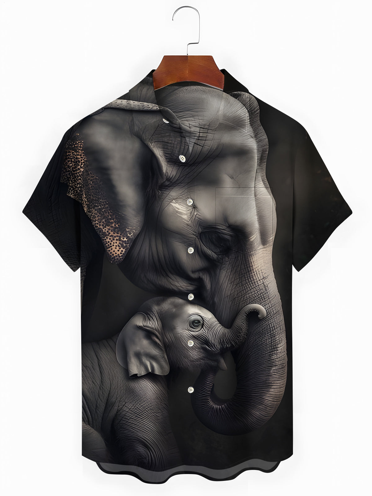 Elephant Print Men's Pocket Short Sleeve Shirts