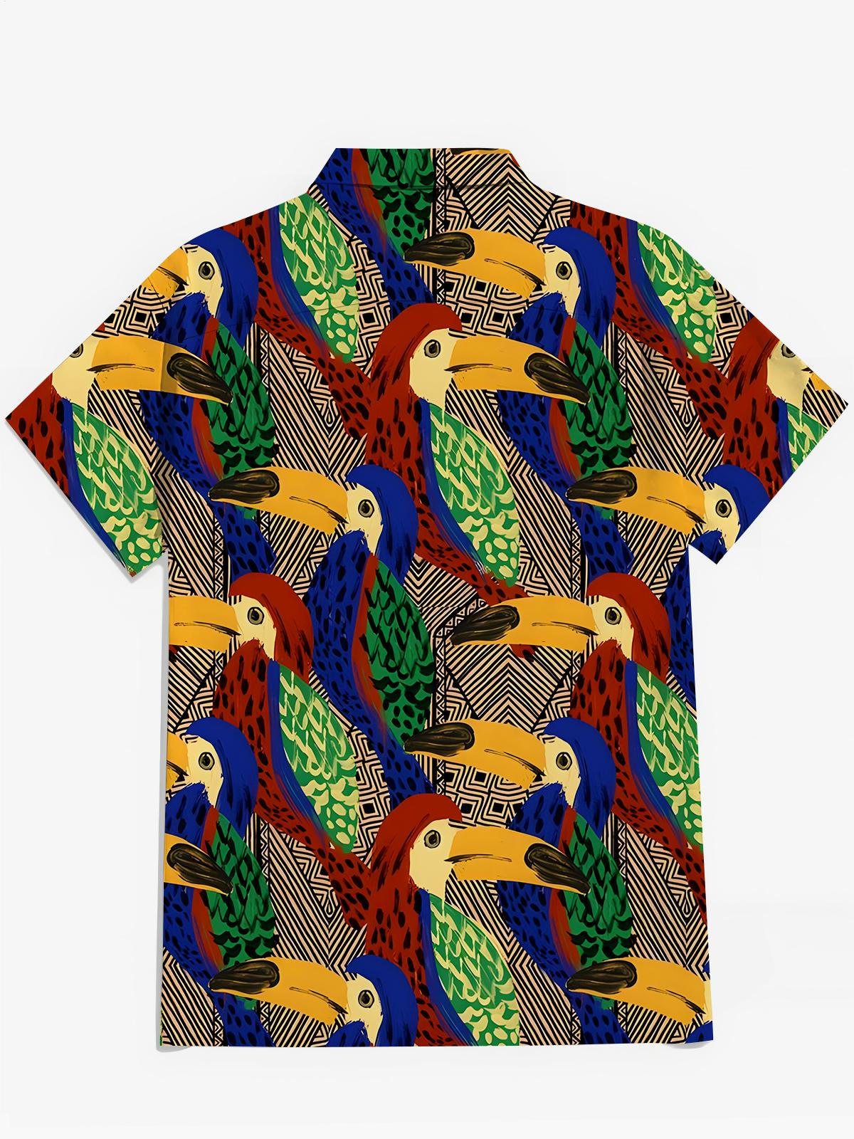 Hawaiian Parrot Men's Pocket Short Sleeve Shirts