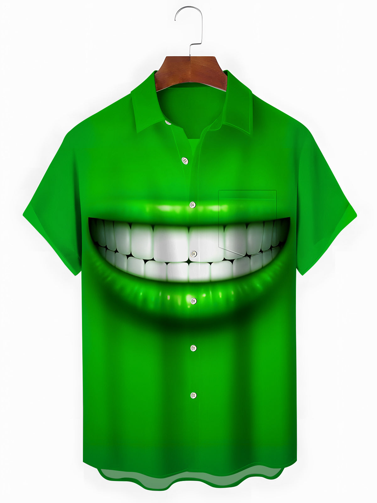 Funny Mouth Teeth Men's Pocket Short Sleeve Shirts