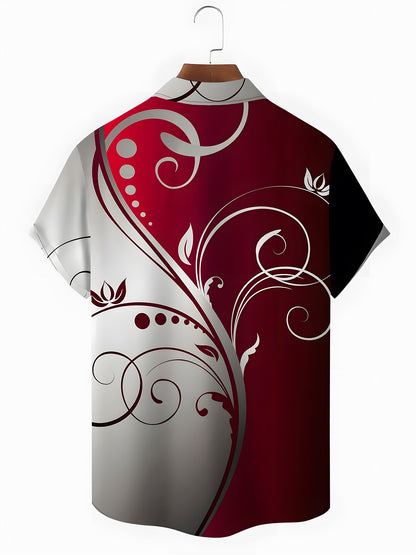 Floral Men's Pocket Short Sleeve Shirts