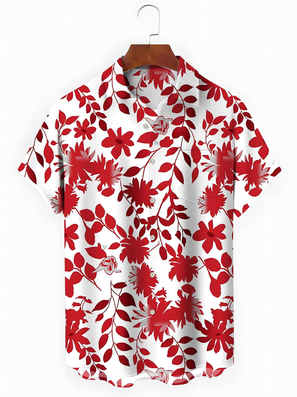 Floral Men's Pocket Short Sleeve Shirts