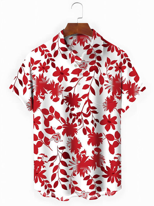 Floral Men's Pocket Short Sleeve Shirts