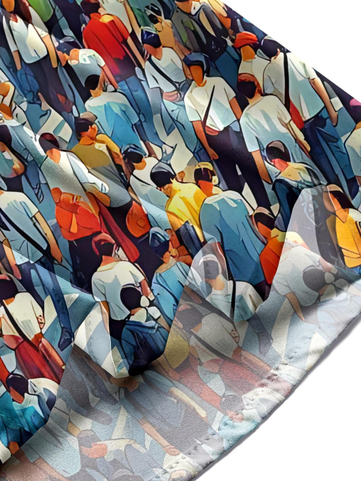 Crowd Art Print Men's Pocket Short Sleeve Shirts