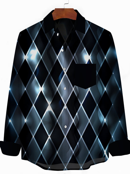 Geometry Men's Pocket Long Sleeve Shirts