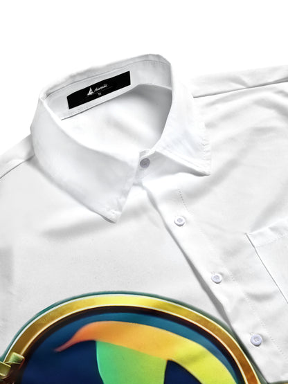 Frog Print Men's Pocket Short Sleeve Shirts