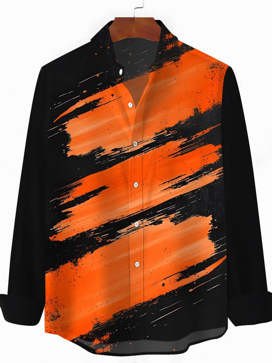 Gradient Print Men's Pocket Long Sleeve Shirts