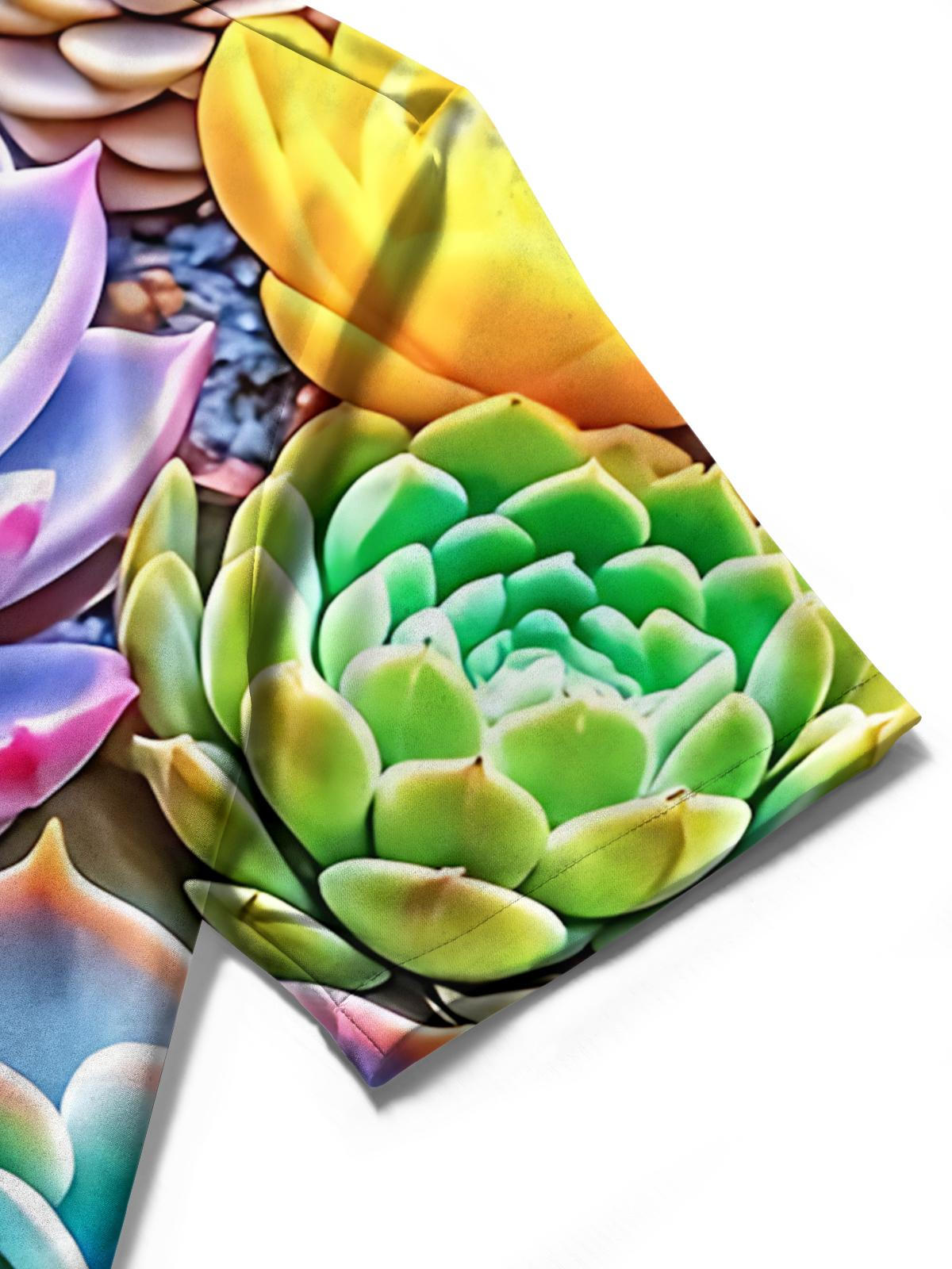 Succulent Print Men's Pocket Short Sleeve Shirts
