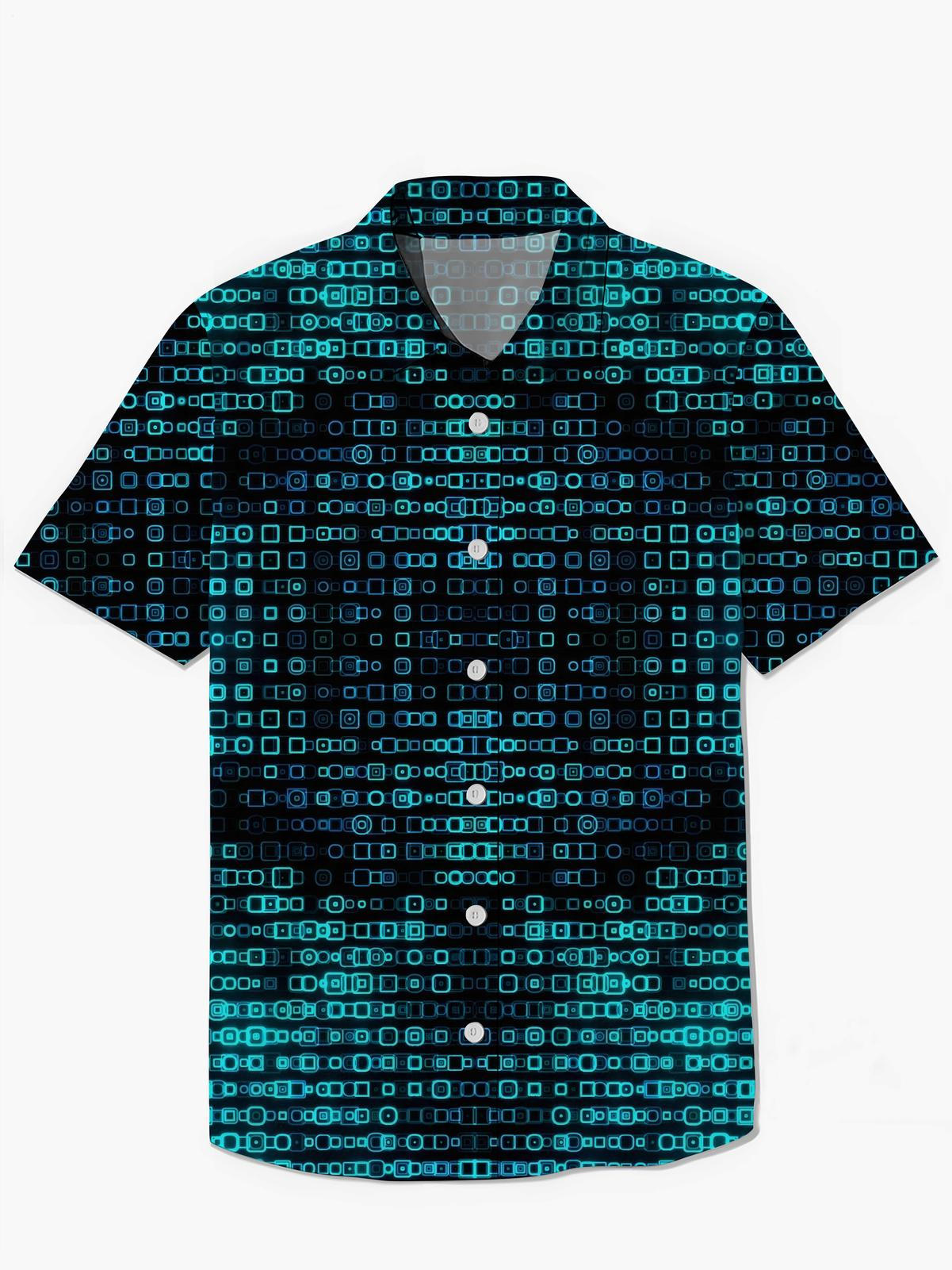 Geometric Print Men's Pocket Short Sleeve Shirts