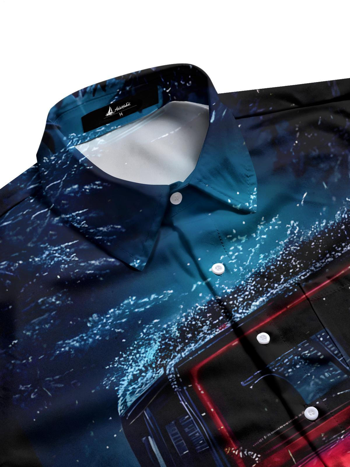 Car Print Men's Pocket Short Sleeve Shirts
