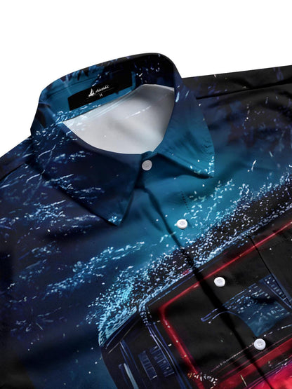 Car Print Men's Pocket Short Sleeve Shirts