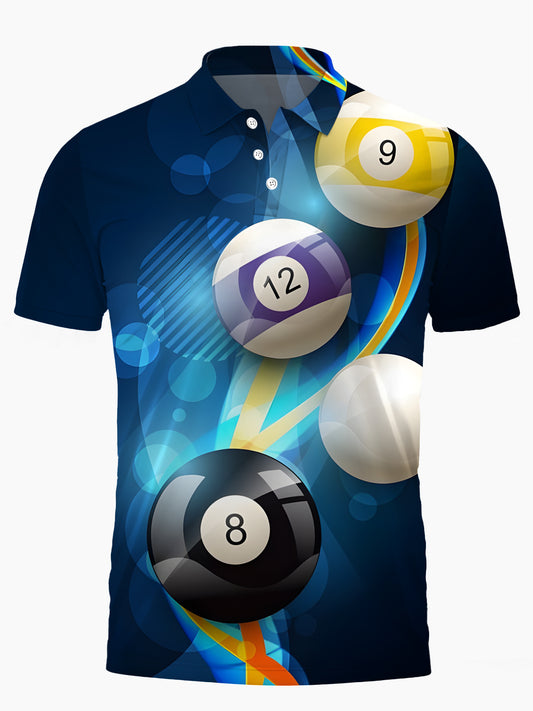 Table Tennis Print Men's Short Sleeve Button Polo Shirt