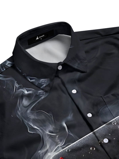 Poker Print Men's Pocket Short Sleeve Shirts