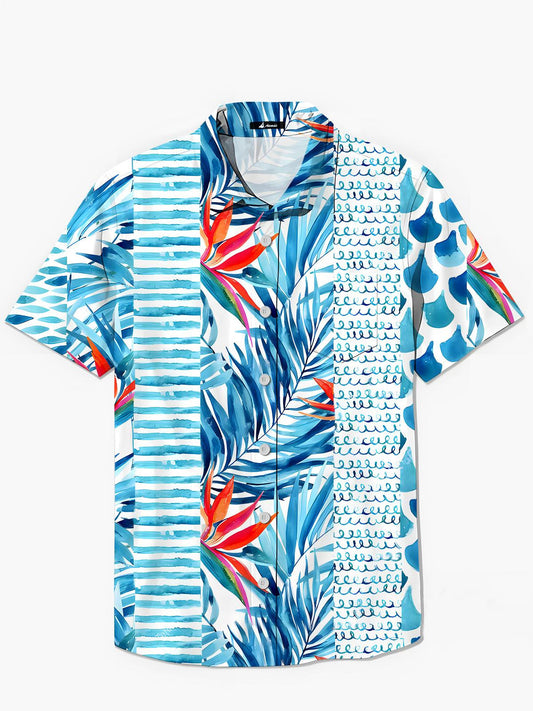 Floral Men's Pocket Short Sleeve Shirts