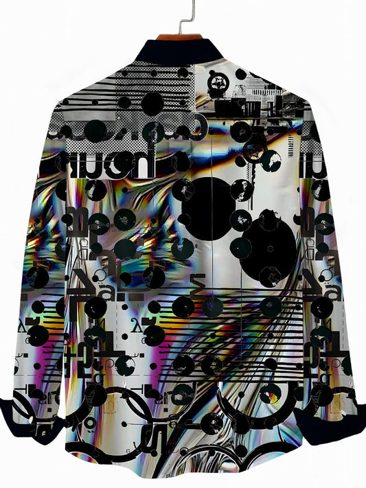 Abstract Print Men's Pocket Long Sleeve Shirts