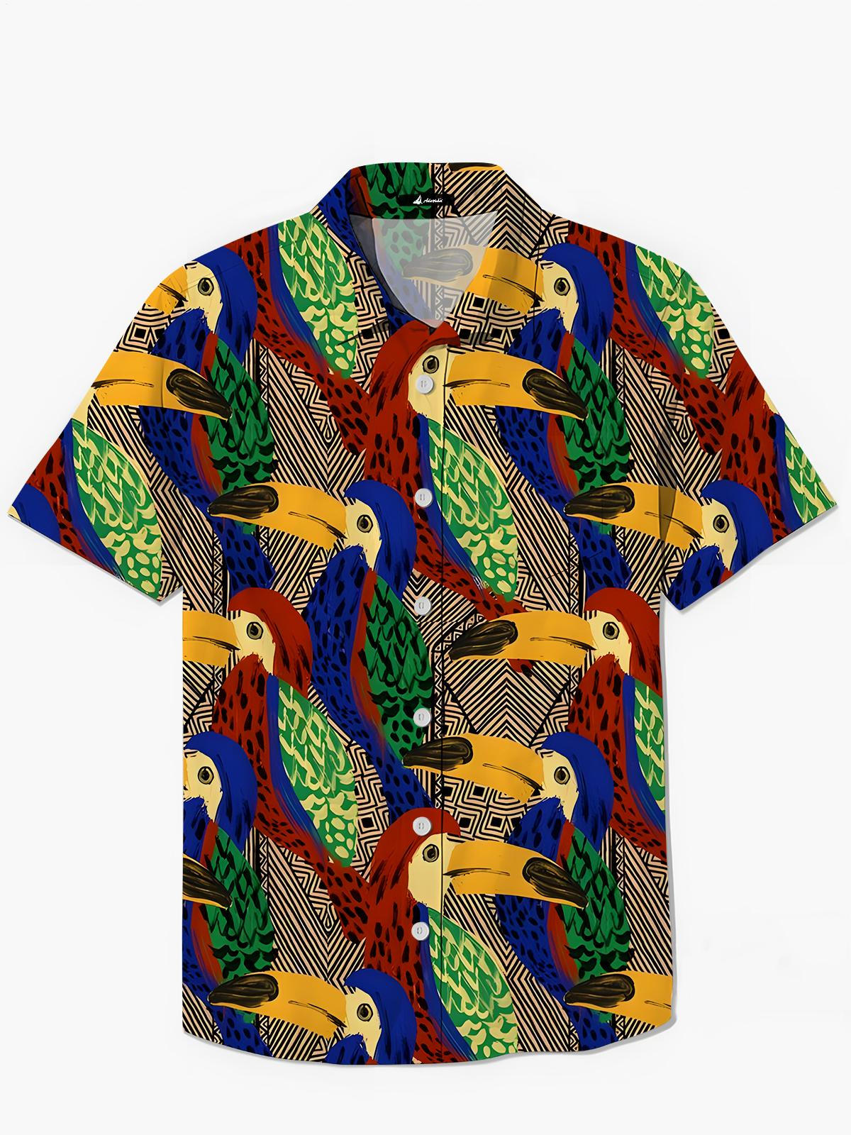 Hawaiian Parrot Men's Pocket Short Sleeve Shirts