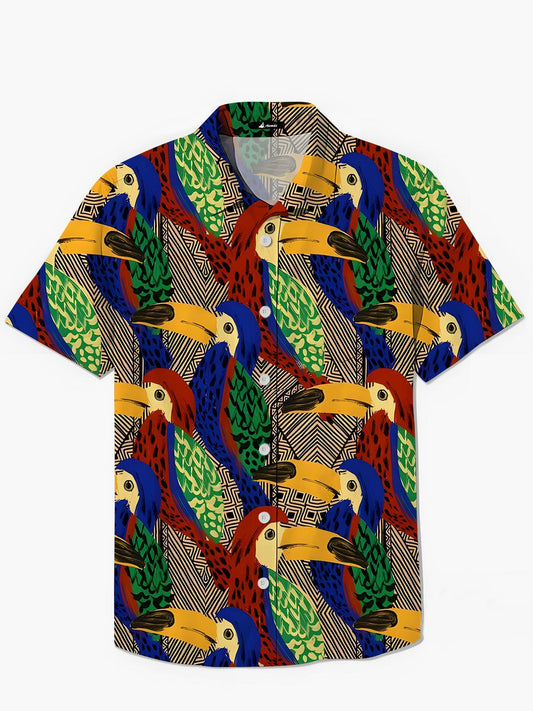 Hawaiian Parrot Men's Pocket Short Sleeve Shirts