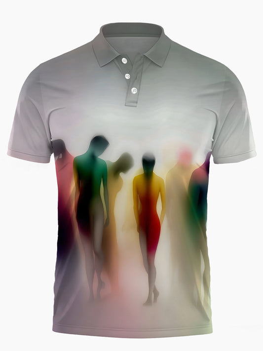 Art Print Men's Short Sleeve Button Polo Shirt