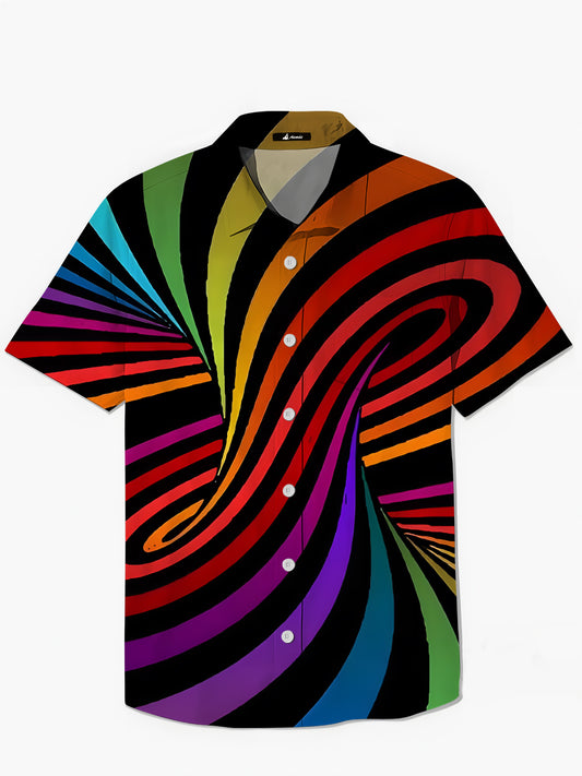 Abstract Geometric Print Men's Pocket Short Sleeve Shirts