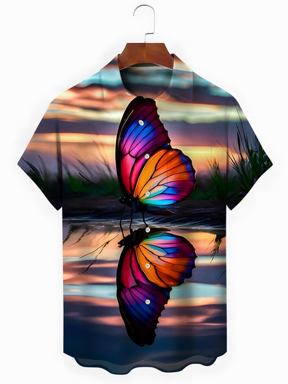 Butterfly Men's Pocket Short Sleeve Shirts