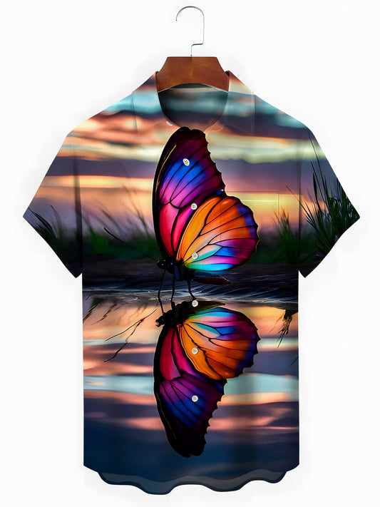 Butterfly Men's Pocket Short Sleeve Shirts