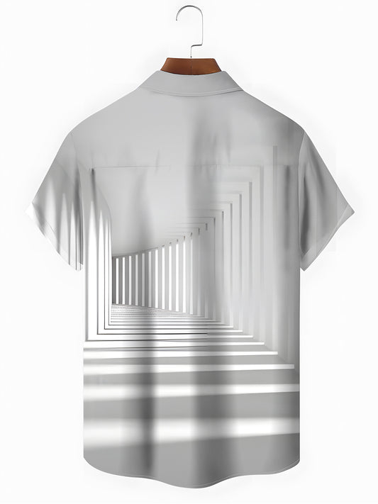 Corridor Print Men's Pocket Short Sleeve Shirts